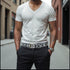 HEED NYC Classic Black & White Genuine Leather "HD" Embossed Belt